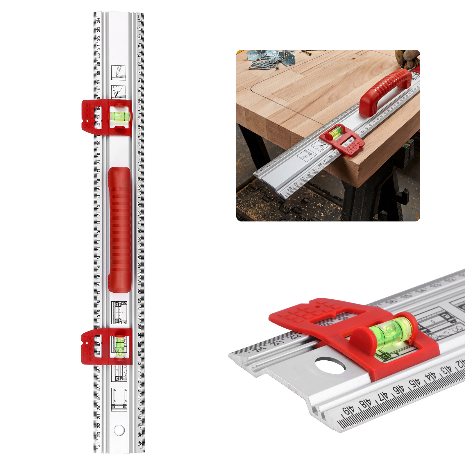Home Improvement Mark - Алюминиевая разметочная линейка-уровень с направляющей и